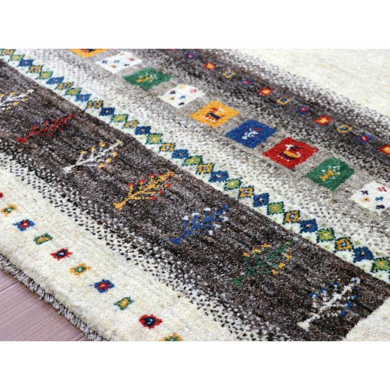 ギャッベ　イラン製　カシュガイ族手織り 203x158cm ナチュラルアイボリー　グレー | ブランド登録なし | 06