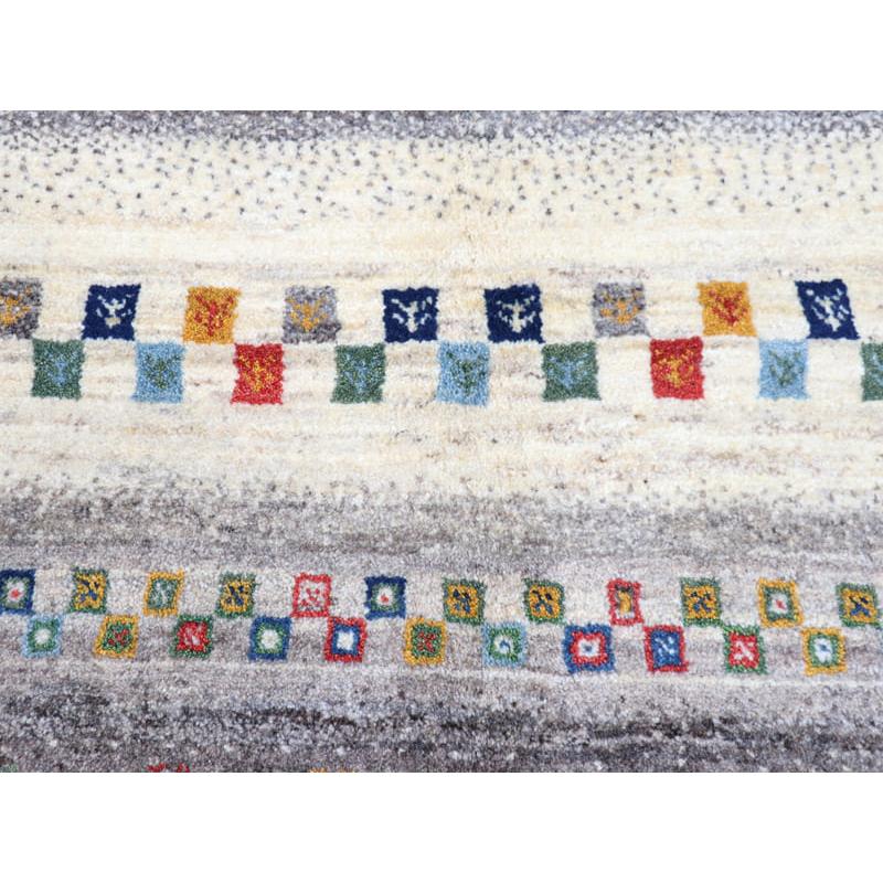 ギャッベ　イラン製　カシュガイ族手織り 224x158cm ナチュラルアイボリー　グレー　ストライプ | ブランド登録なし | 08