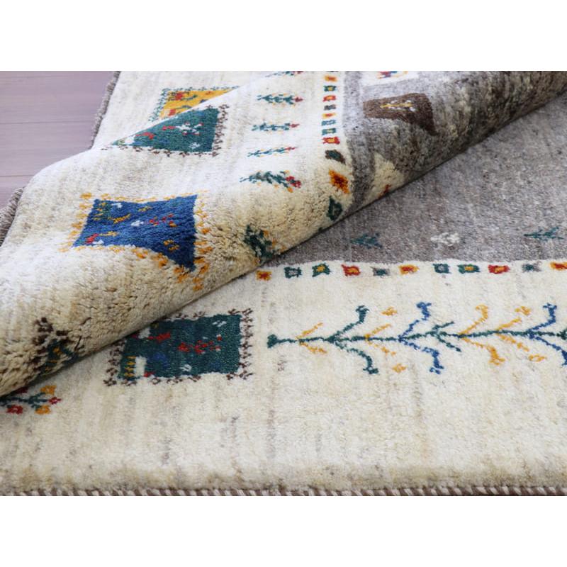 ギャッベ　イラン製　カシュガイ族手織り 198x155cm グレー　アイボリー　タイルモチーフ | ブランド登録なし | 11