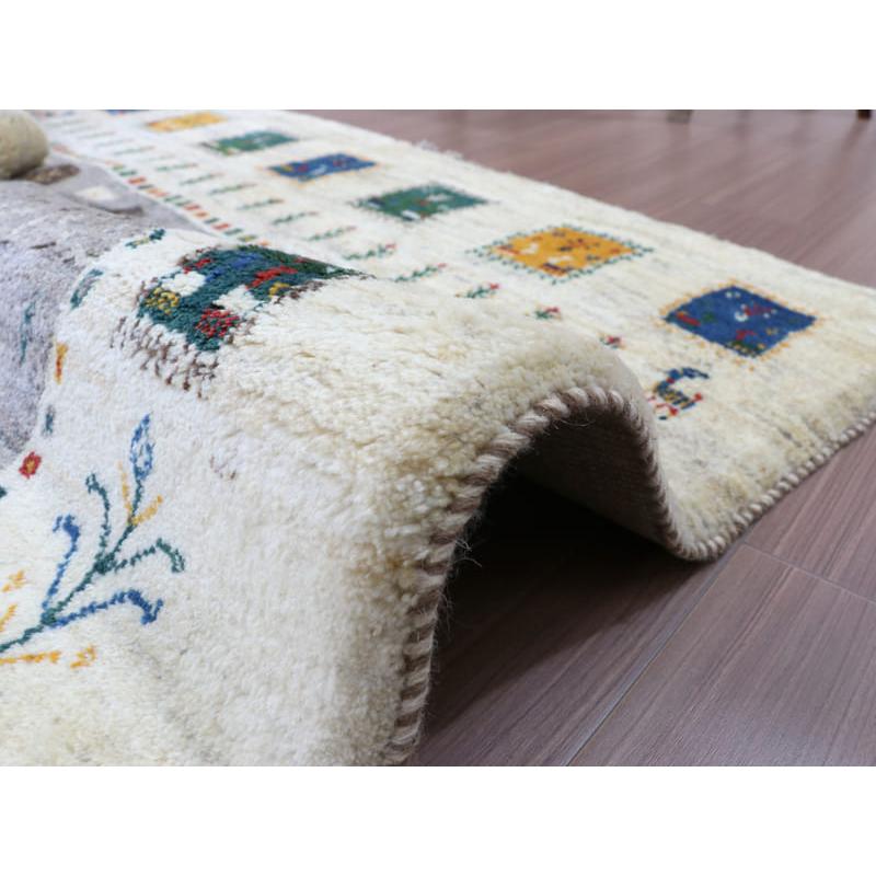 ギャッベ　イラン製　カシュガイ族手織り 198x155cm グレー　アイボリー　タイルモチーフ | ブランド登録なし | 15