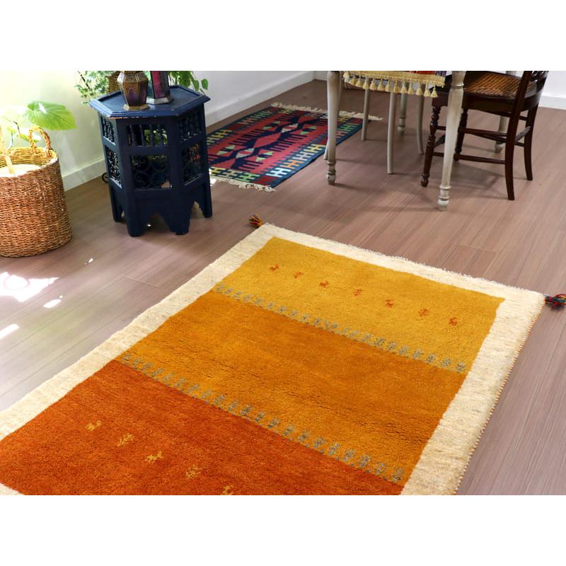 ギャッベ　イラン産手織りラグ 150x108cm イエロー　オレンジ　グラデーション | ブランド登録なし | 02