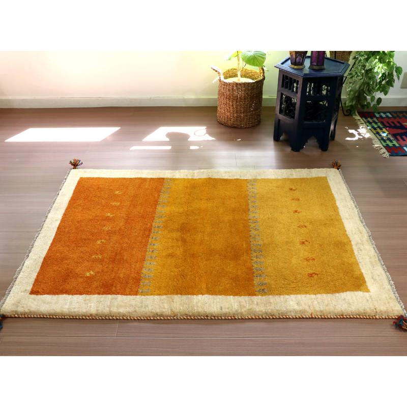 ギャッベ　イラン産手織りラグ 150x108cm イエロー　オレンジ　グラデーション | ブランド登録なし | 03