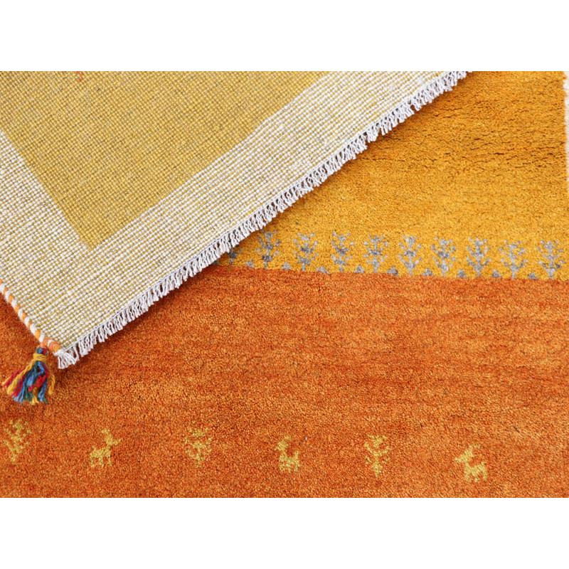 ギャッベ　イラン産手織りラグ 150x108cm イエロー　オレンジ　グラデーション | ブランド登録なし | 05