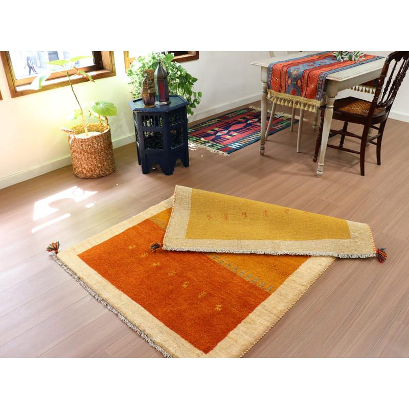 ギャッベ　イラン産手織りラグ 150x108cm イエロー　オレンジ　グラデーション | ブランド登録なし | 06