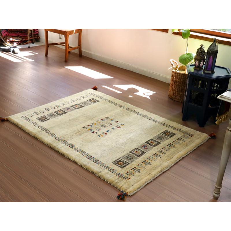 ギャッベ　イラン産手織りラグ 145x107cm ナチュラルアイボリー　動物モチーフ | ブランド登録なし | 02