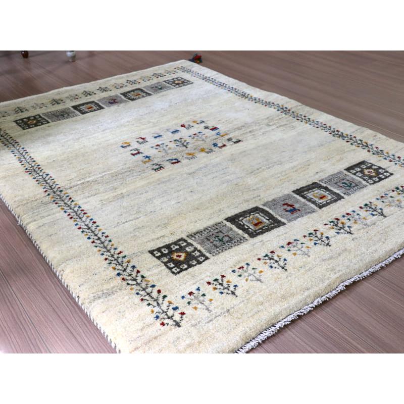 ギャッベ　イラン産手織りラグ 145x107cm ナチュラルアイボリー　動物モチーフ | ブランド登録なし | 06
