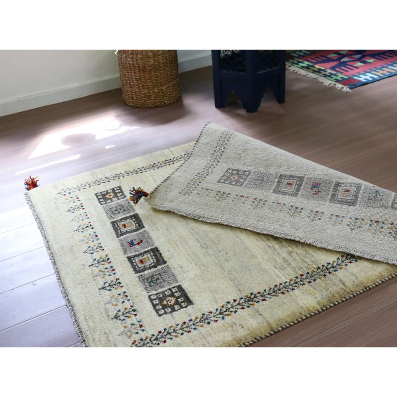 ギャッベ　イラン産手織りラグ 145x107cm ナチュラルアイボリー　動物モチーフ | ブランド登録なし | 07