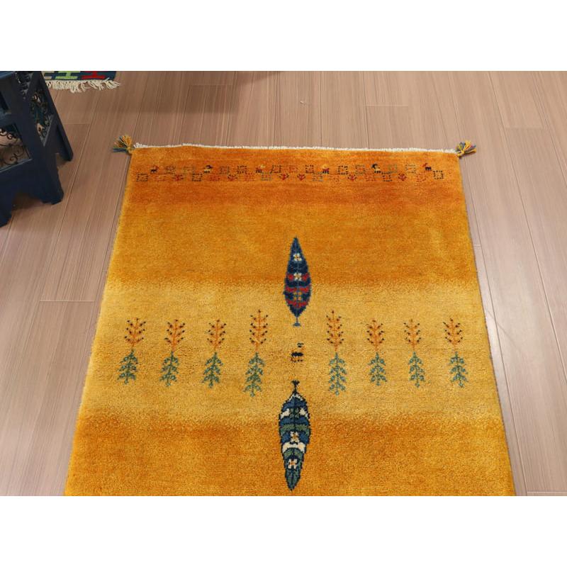 ギャッベ　イラン産手織りラグ 142x100cm オレンジ　イエロー　糸杉の | ブランド登録なし | 02