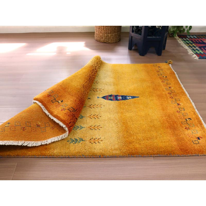 ギャッベ　イラン産手織りラグ 142x100cm オレンジ　イエロー　糸杉の | ブランド登録なし | 04