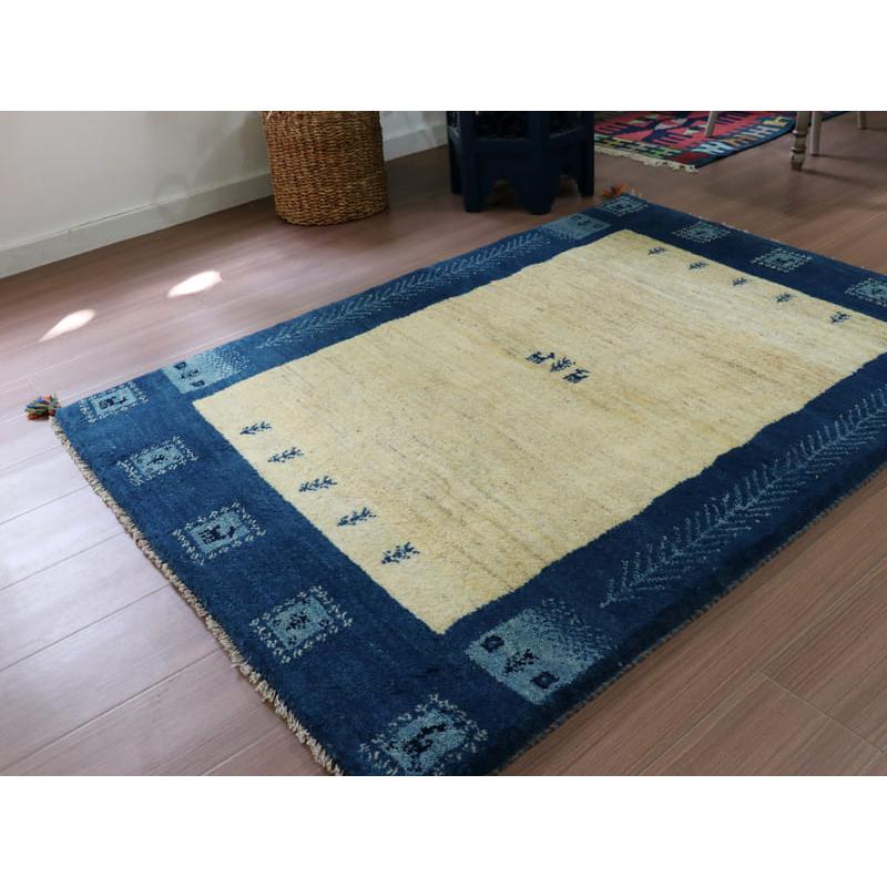 ギャッベ　イラン産手織りラグ 150x106cm ナチュラルアイボリー　ブルー | ブランド登録なし | 03