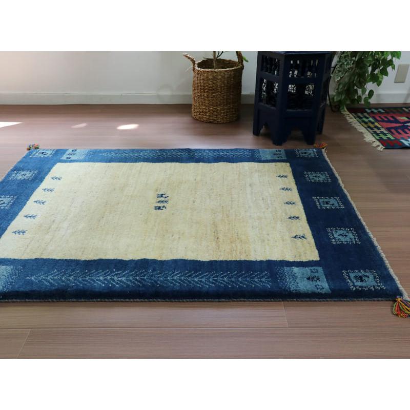 ギャッベ　イラン産手織りラグ 150x106cm ナチュラルアイボリー　ブルー | ブランド登録なし | 05