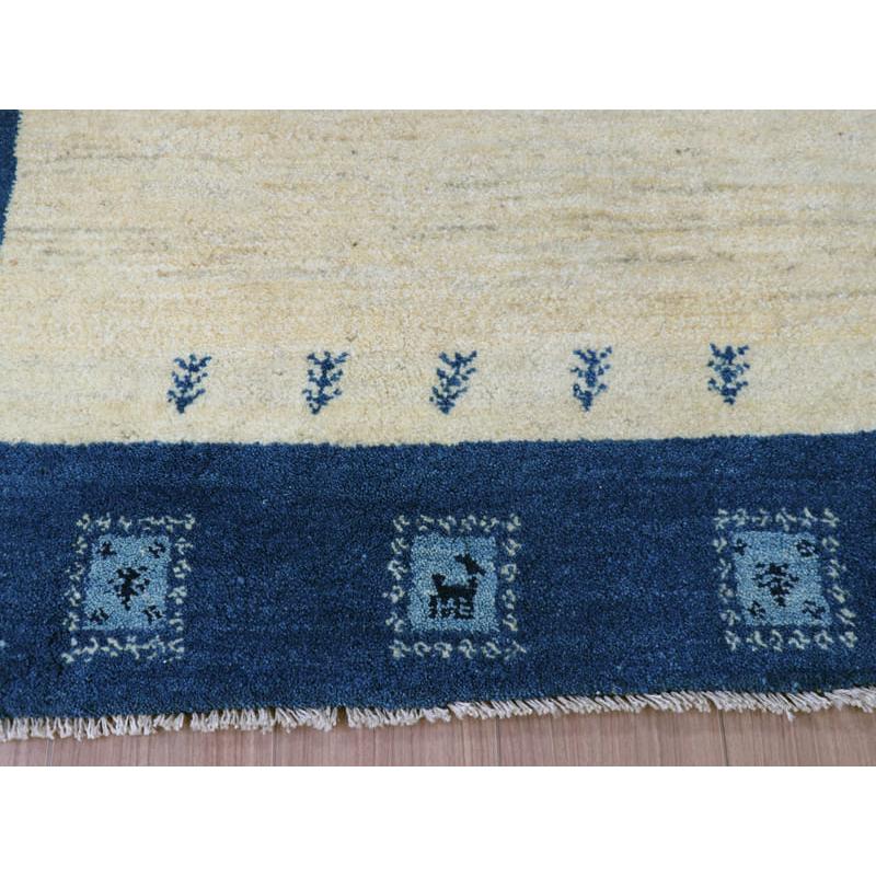 ギャッベ　イラン産手織りラグ 150x106cm ナチュラルアイボリー　ブルー | ブランド登録なし | 06
