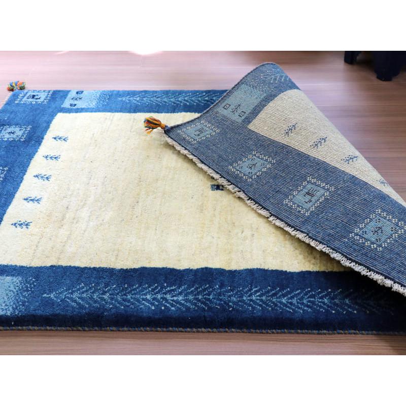 ギャッベ　イラン産手織りラグ 150x106cm ナチュラルアイボリー　ブルー | ブランド登録なし | 07
