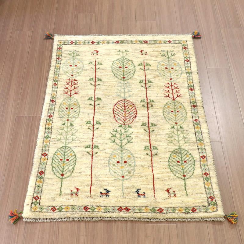 ギャッベ　イラン産手織りラグ 140x102cm ナチュラルアイボリー　連続する生命の木 | ブランド登録なし