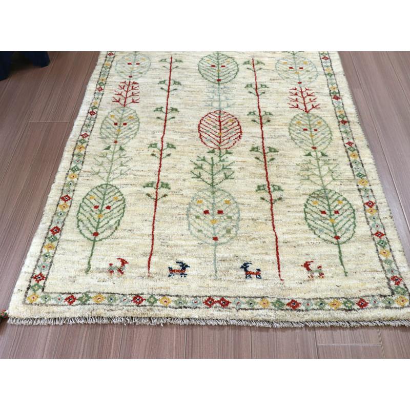 ギャッベ　イラン産手織りラグ 140x102cm ナチュラルアイボリー　連続する生命の木 | ブランド登録なし | 03