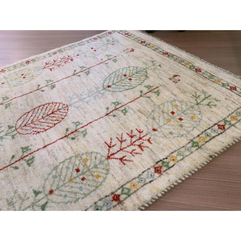ギャッベ　イラン産手織りラグ 140x102cm ナチュラルアイボリー　連続する生命の木 | ブランド登録なし | 05