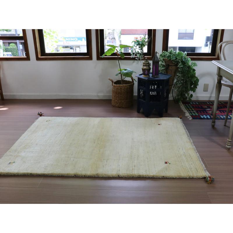 ギャッベ　イラン産手織りラグ 173x120cm アイボリー　無地　シンプル | ブランド登録なし | 04