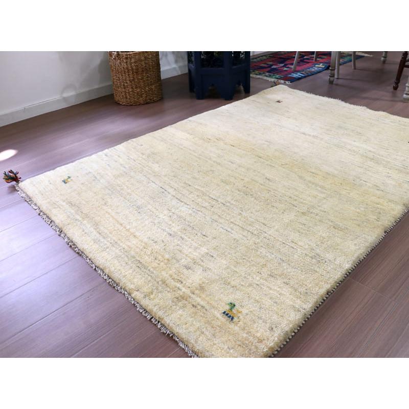 ギャッベ　イラン産手織りラグ 173x120cm アイボリー　無地　シンプル | ブランド登録なし | 05