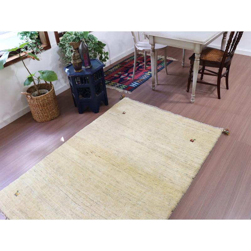 ギャッベ　イラン産手織りラグ 173x120cm アイボリー　無地　シンプル | ブランド登録なし | 06