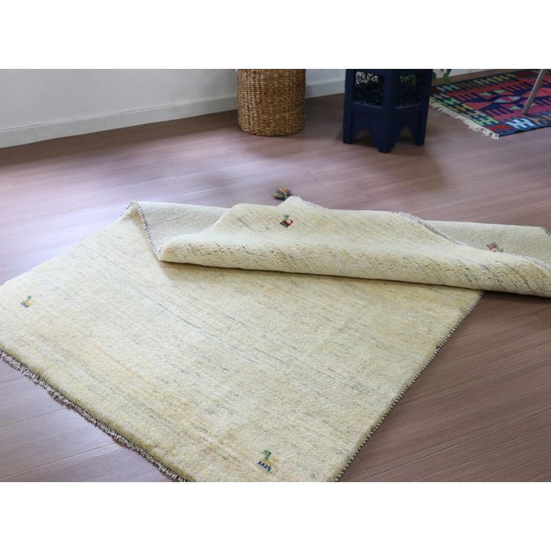 ギャッベ　イラン産手織りラグ 173x120cm アイボリー　無地　シンプル | ブランド登録なし | 07