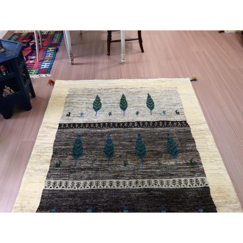 ギャッベ　イラン産手織りラグ 178x126cm グレーグラデーション　生命の木 | ブランド登録なし | 03