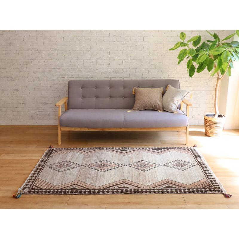 部族絨毯　トライバルラグ　カシュカイ族 170x105cm ナチュラルグレー　ジグザグ | ブランド登録なし | 01