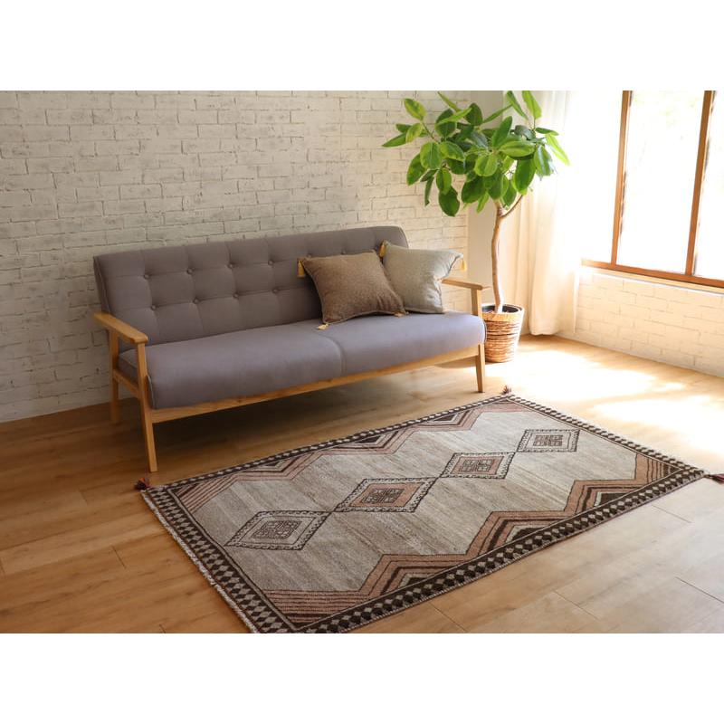 部族絨毯　トライバルラグ　カシュカイ族 170x105cm ナチュラルグレー　ジグザグ | ブランド登録なし | 02