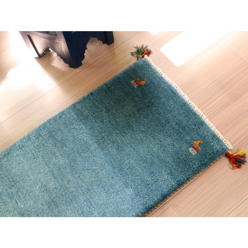 ギャッベ　カシュカイ族の手織りラグ 143×49cm 水色　ライトブルー　シンプル　無地 |  | 02