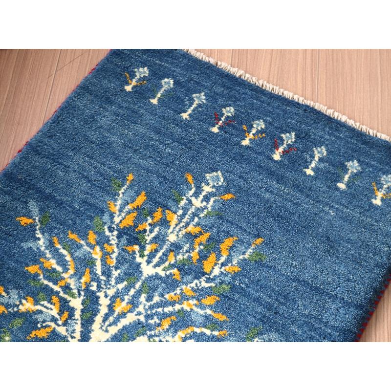 ギャッベ イラン産 玄関マットサイズ  84×61cm ブルー 生命の木と動物 | ブランド登録なし | 02