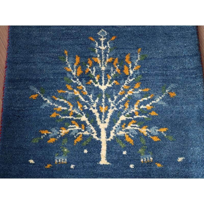 ギャッベ イラン産 玄関マットサイズ  84×61cm ブルー 生命の木と動物 | ブランド登録なし | 03