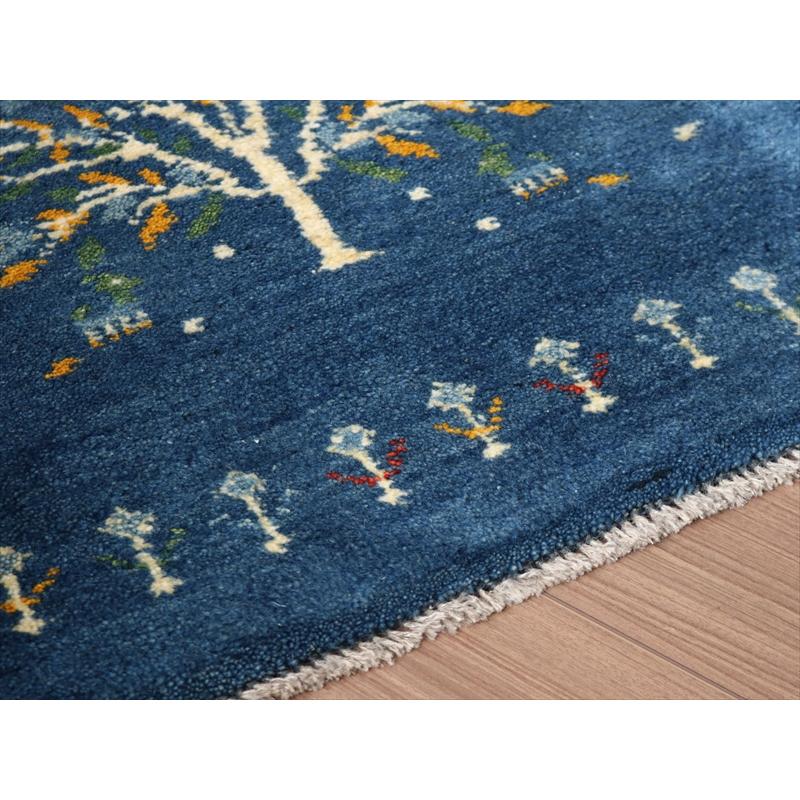 ギャッベ イラン産 玄関マットサイズ  84×61cm ブルー 生命の木と動物 | ブランド登録なし | 04