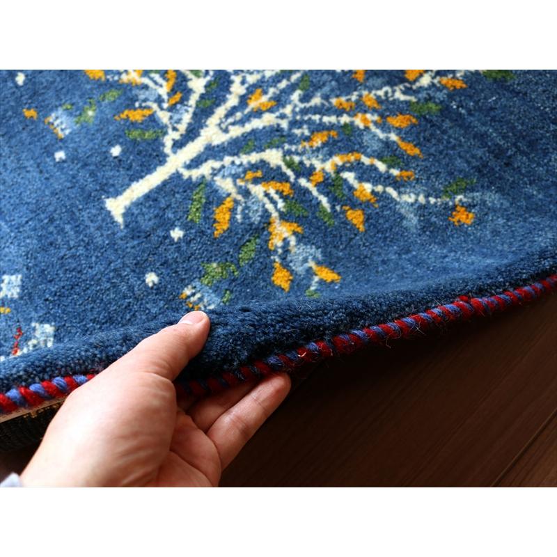 ギャッベ イラン産 玄関マットサイズ  84×61cm ブルー 生命の木と動物 | ブランド登録なし | 05