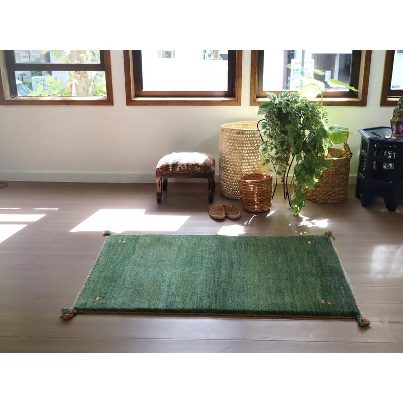Gabbeh ギャッベ 手織り　イラン産　 127x80cm 緑　無地　シンプル　グリーン | ブランド登録なし | 02