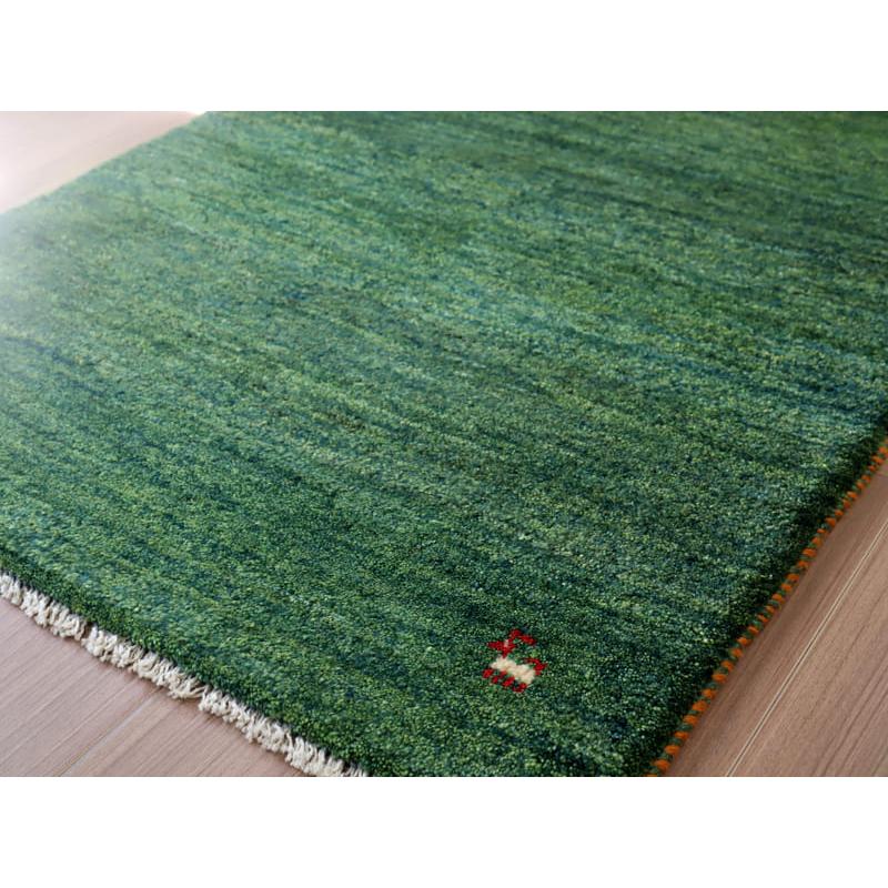 Gabbeh ギャッベ 手織り　イラン産　 127x80cm 緑　無地　シンプル　グリーン | ブランド登録なし | 03