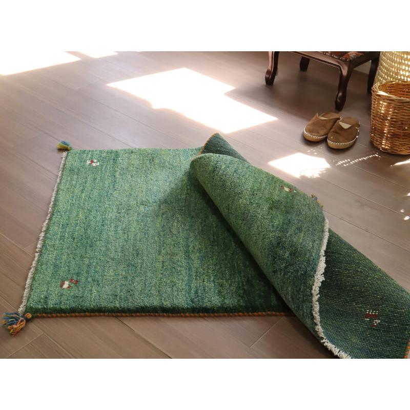 Gabbeh ギャッベ 手織り　イラン産　 127x80cm 緑　無地　シンプル　グリーン | ブランド登録なし | 05