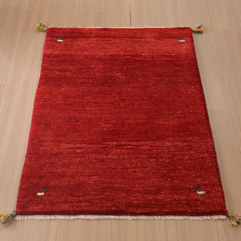 Gabbeh ギャッベ 手織り　イラン産　 116x81cm レッド　赤　無地　シンプル | ブランド登録なし