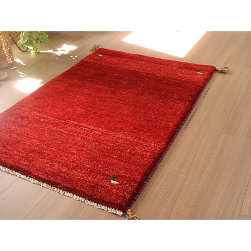 Gabbeh ギャッベ 手織り　イラン産　 116x81cm レッド　赤　無地　シンプル | ブランド登録なし | 03
