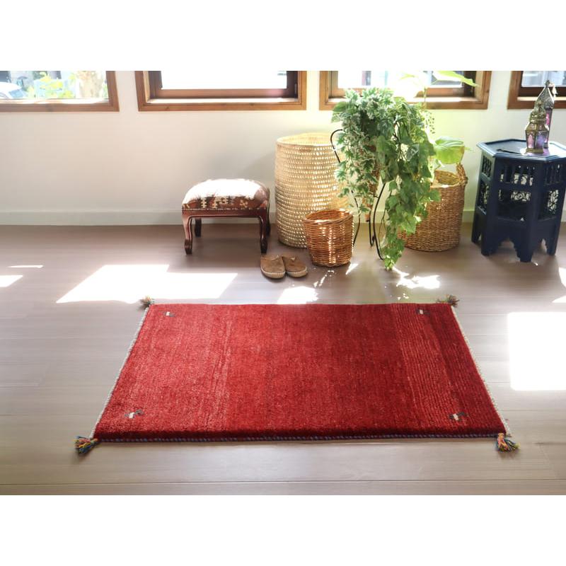 Gabbeh ギャッベ 手織り　イラン産　 116x81cm レッド　赤　無地　シンプル | ブランド登録なし | 04