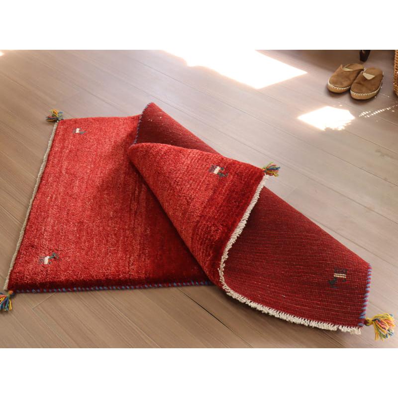 Gabbeh ギャッベ 手織り　イラン産　 116x81cm レッド　赤　無地　シンプル | ブランド登録なし | 06