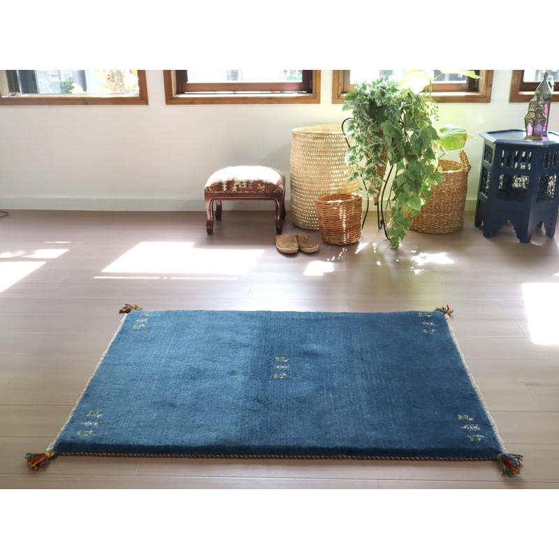 Gabbeh ギャッベ 手織り　イラン産　 115x84cm ブルー　シンプル　無地　青 | ブランド登録なし | 04
