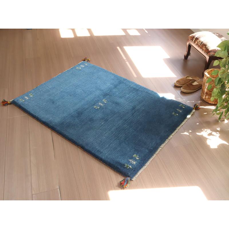 Gabbeh ギャッベ 手織り　イラン産　 115x84cm ブルー　シンプル　無地　青 | ブランド登録なし | 05
