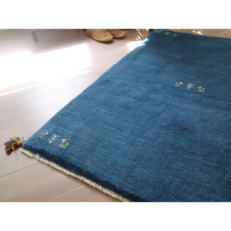 Gabbeh ギャッベ 手織り　イラン産　 115x84cm ブルー　シンプル　無地　青 | ブランド登録なし | 06