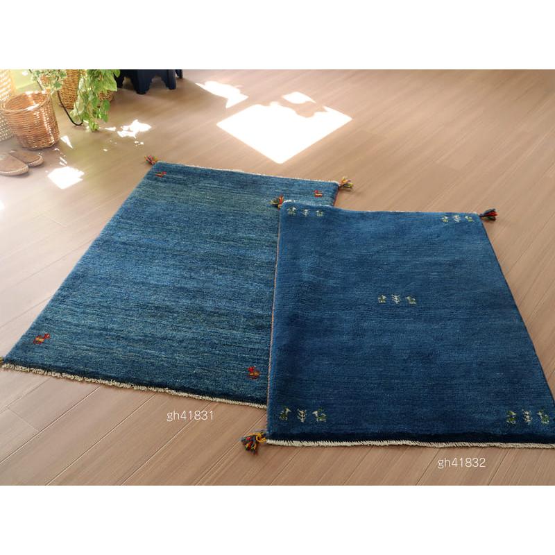 Gabbeh ギャッベ 手織り　イラン産　 115x84cm ブルー　シンプル　無地　青 | ブランド登録なし | 09