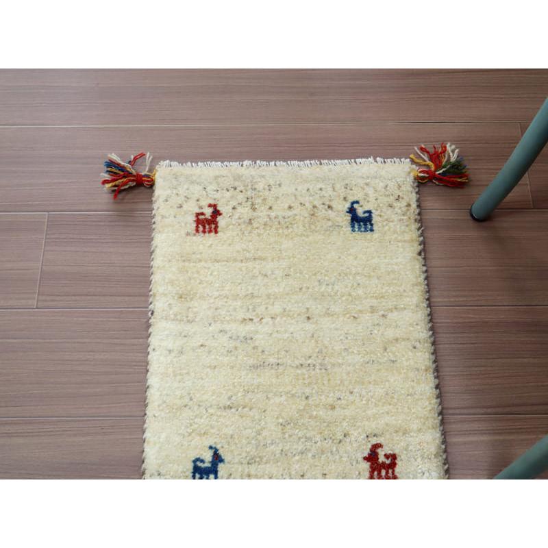 ギャッベ ミニサイズ イラン遊牧民の手織りラグ 55x38cm 羊毛の