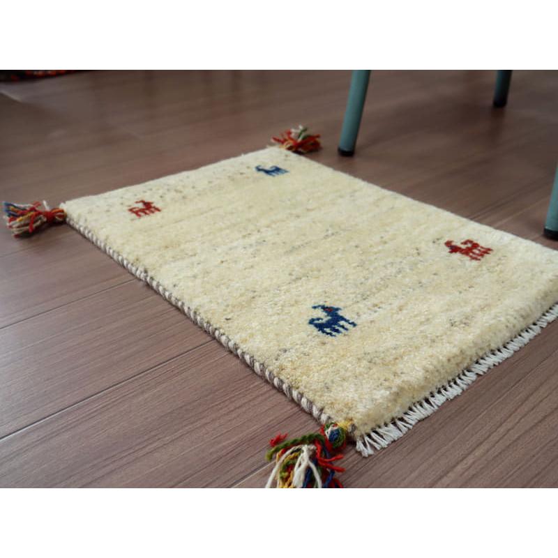 ギャッベ ミニサイズ イラン遊牧民の手織りラグ 55x38cm 羊毛の