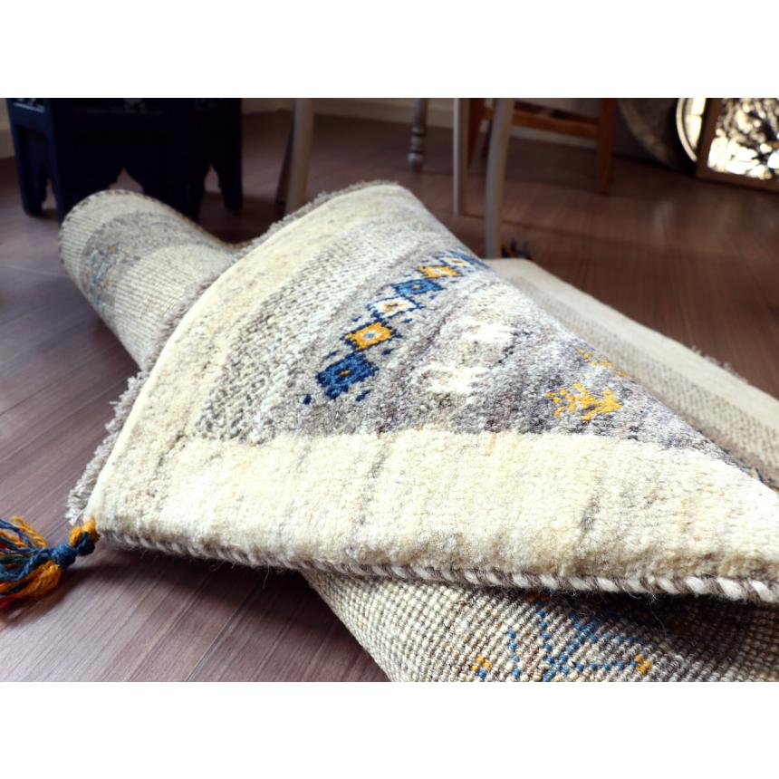 ギャッベ イラン　遊牧民の手織りラグ 120x84cm 無染色のアイボリーとグレー | ブランド登録なし | 09