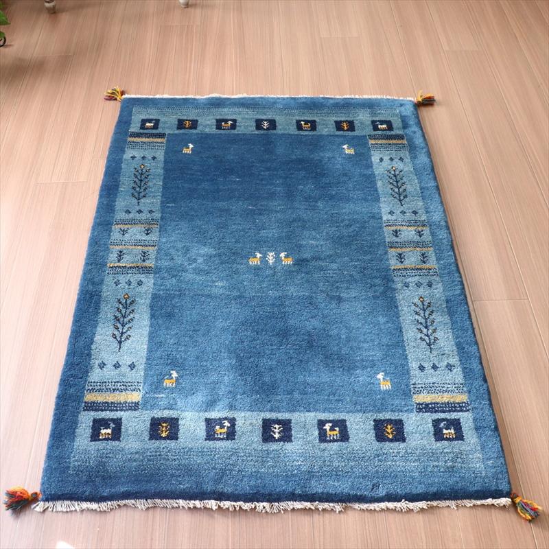 ギャッベ イラン産手織り 143x100cm やさしい水色　ブルー　ツートーン | ブランド登録なし