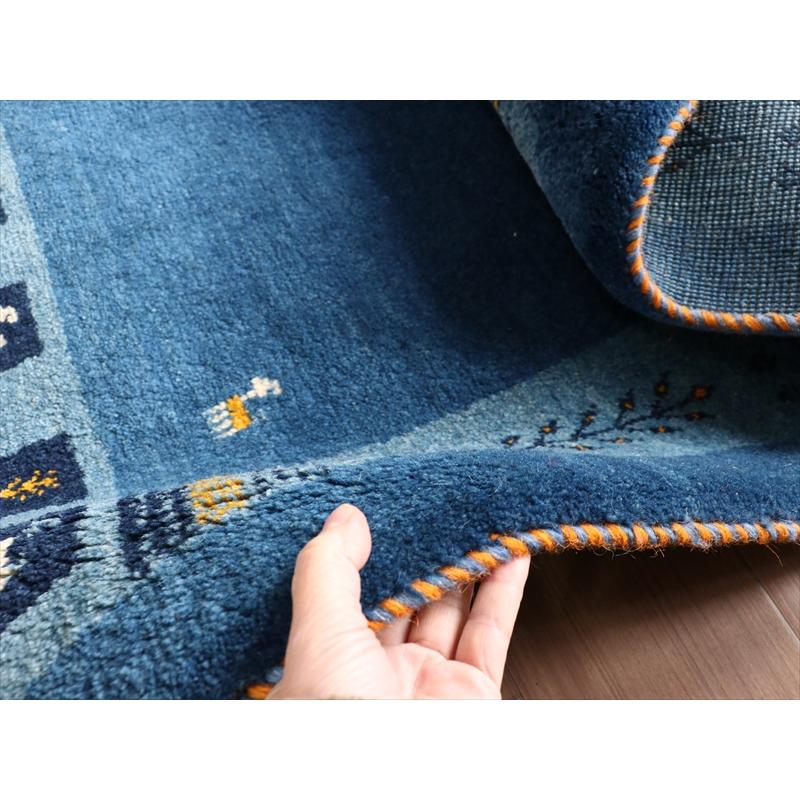 ギャッベ イラン産手織り 143x100cm やさしい水色　ブルー　ツートーン | ブランド登録なし | 09