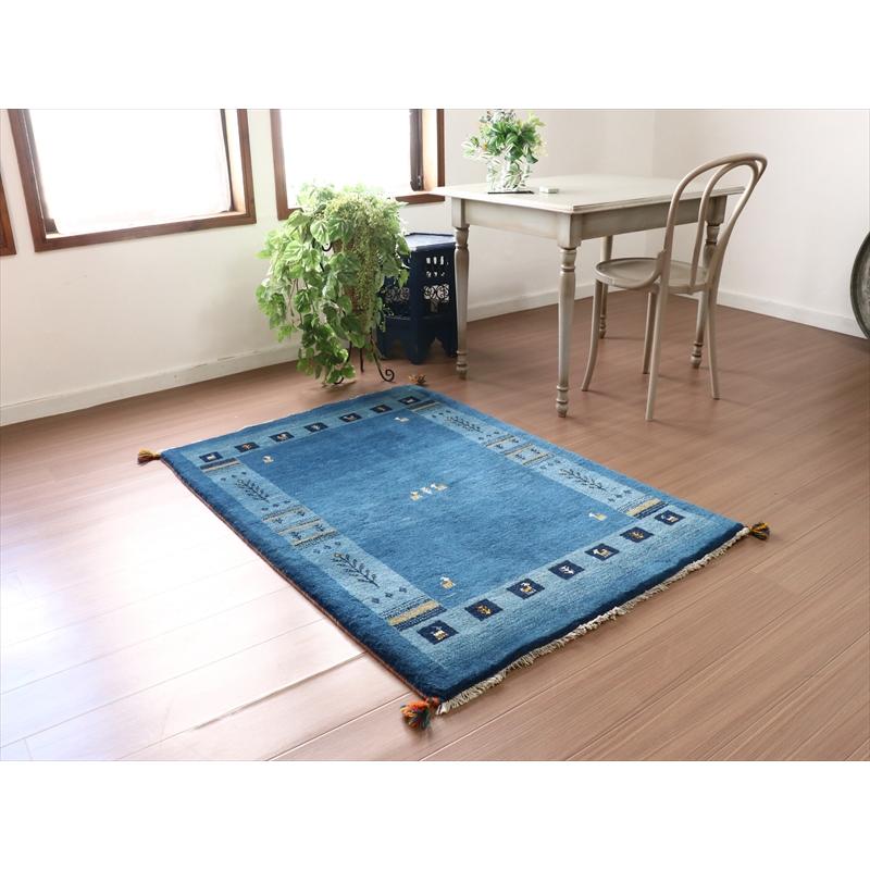 ギャッベ イラン産手織り 143x100cm やさしい水色　ブルー　ツートーン | ブランド登録なし | 01