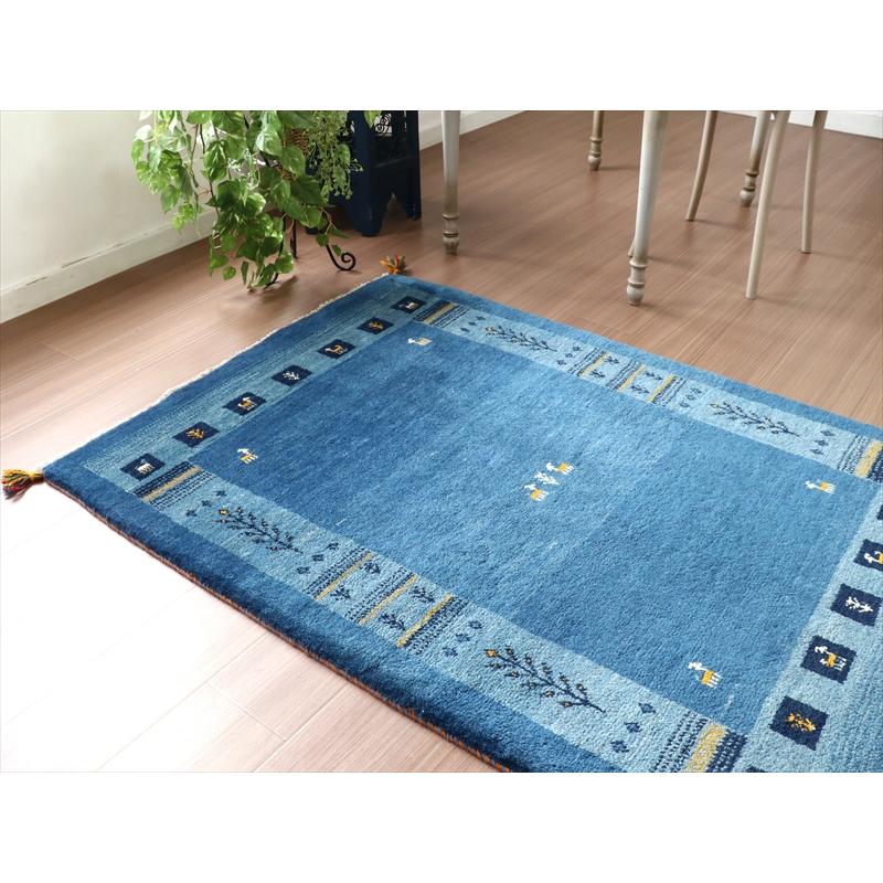 ギャッベ イラン産手織り 143x100cm やさしい水色　ブルー　ツートーン | ブランド登録なし | 04